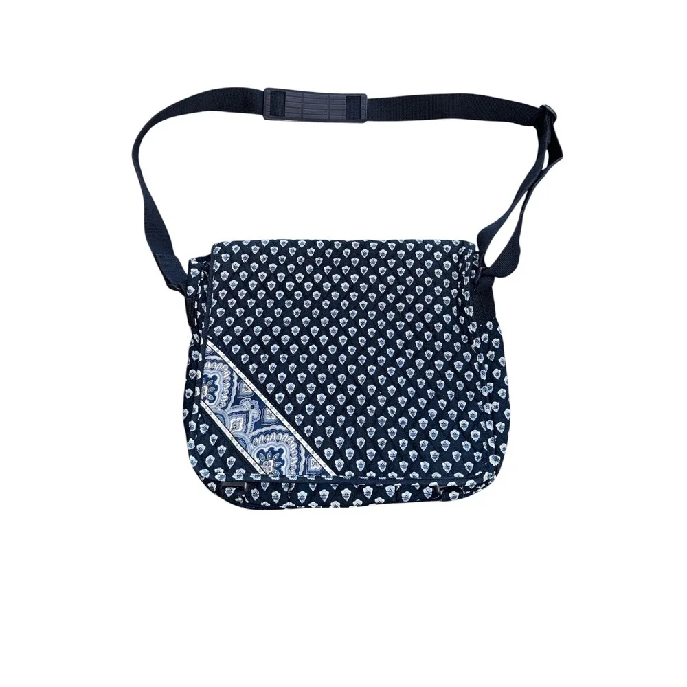 Vera Bradley Vintage Nantucket Navy Quilted Messenger Crossbody Laptop Bag